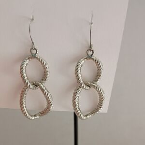 Elegant Silver Colored Twisted Hoop Earrings